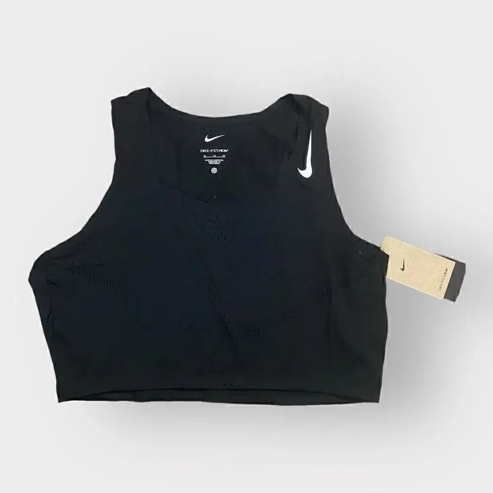 Nike Dri-FIT ADV AeroSwift Black Running Crop Top DM8728-010 Womens size XL New